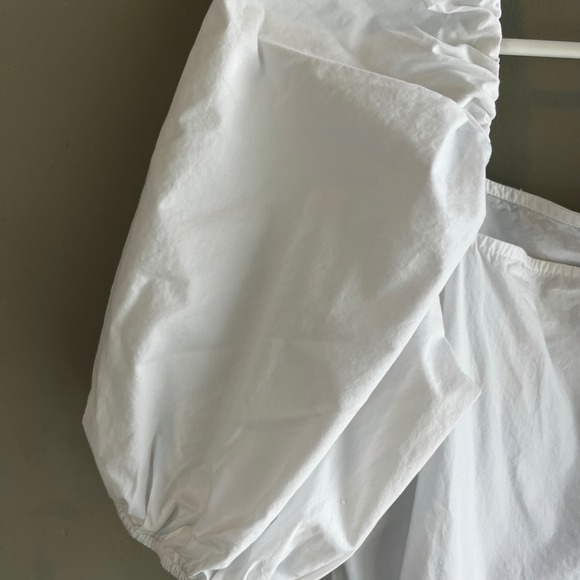 White Puff Sleeve Tiered Dress Square Neck Summer Cotton Babydoll Scandigirl - Picture 6 of 10